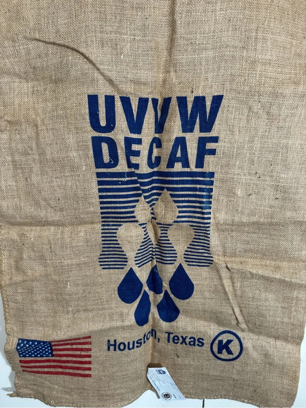 UVVW Decaf Jute Bag Burlap Coffee Sack Houston, Texas